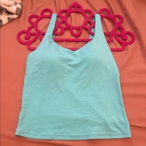 Blue Fitted Tank Top with Sleeveless Design